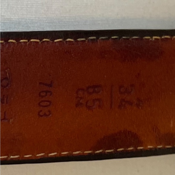COACH Authentic Glove Leather Belt Mens Sz 34 85 Honey Brown Brass Buckle 7603 - Picture 12 of 13